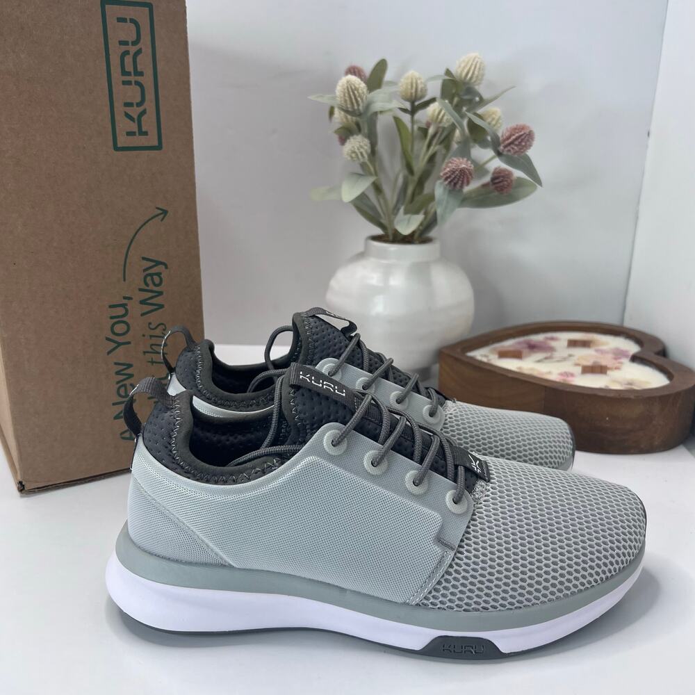 Kuru Atom Walking Comfort Sneaker Cloud Gray/White/Iron Gray Women 8M NWB